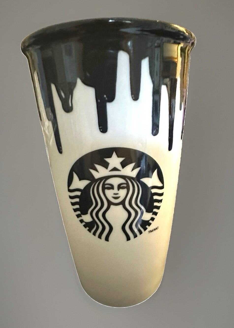 Starbucks Band of Outsiders 12 oz Travel Tumbler Ceramic Black Drip 2014 w Lid